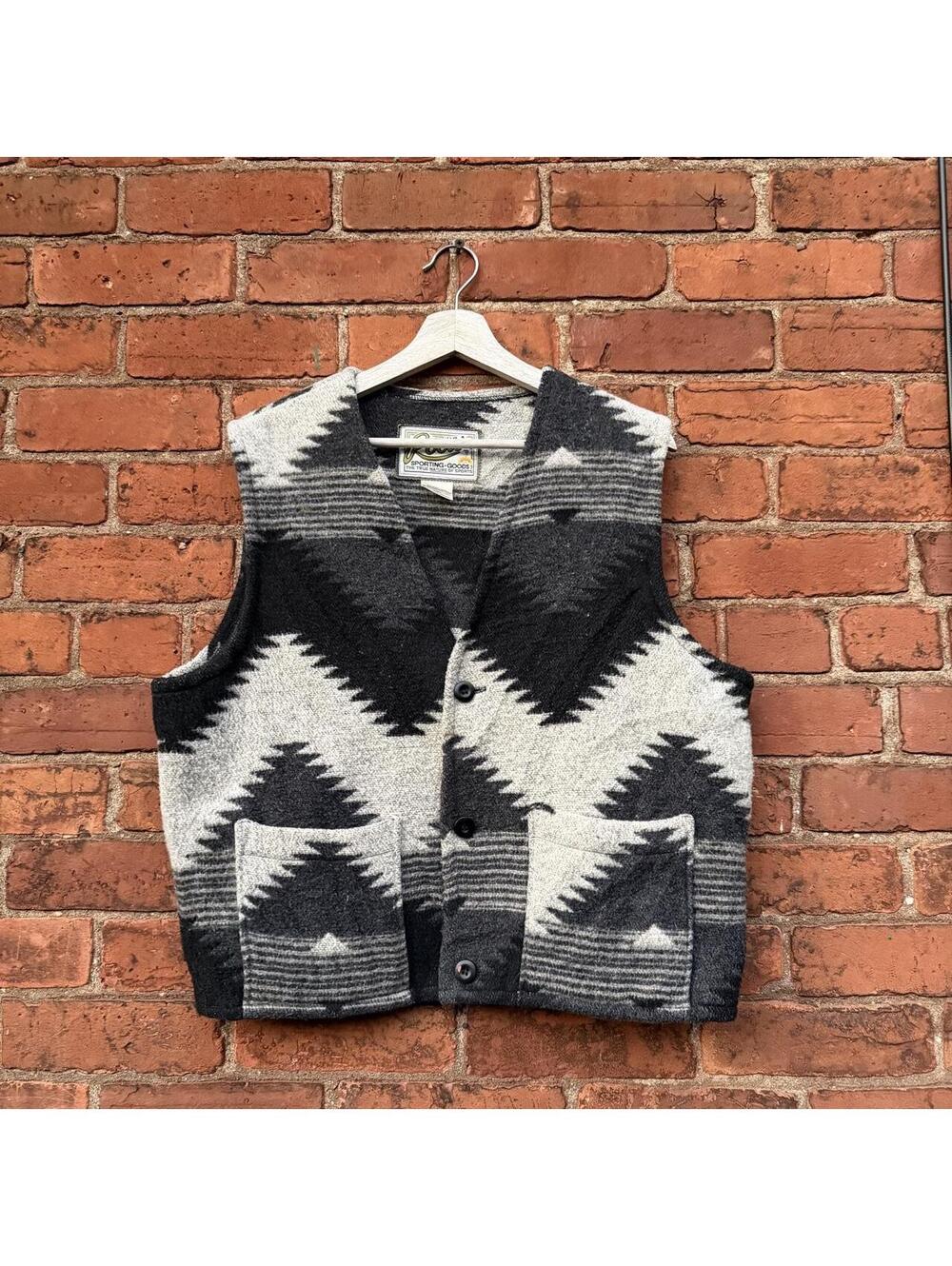 vintage roots wool Aztec print vest 90s OS wool